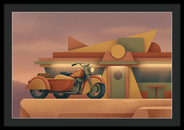 Vintage Motorcycle In Desert Landscape