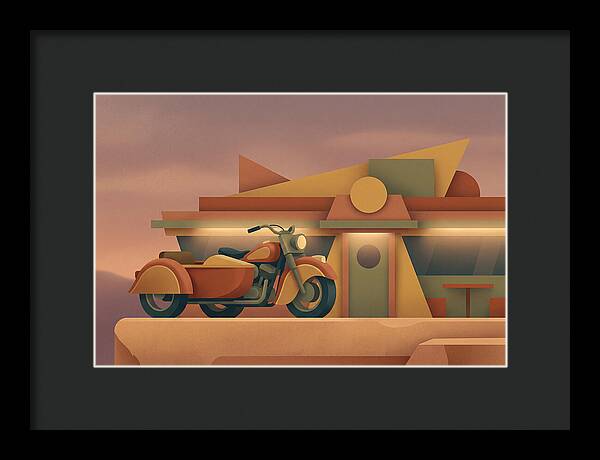 Vintage Motorcycle In Desert Landscape