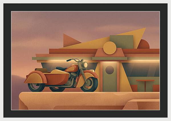Vintage Motorcycle In Desert Landscape