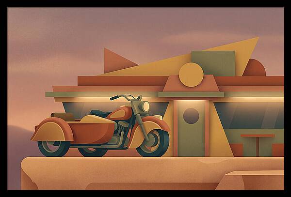 Vintage Motorcycle In Desert Landscape