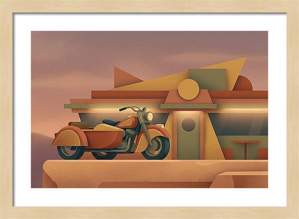 Vintage Motorcycle In Desert Landscape