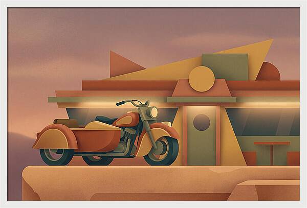 Vintage Motorcycle In Desert Landscape