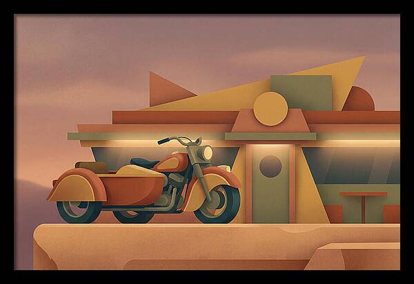Vintage Motorcycle In Desert Landscape