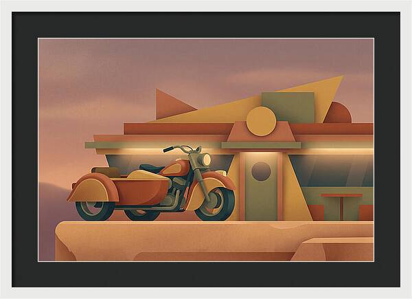 Vintage Motorcycle In Desert Landscape