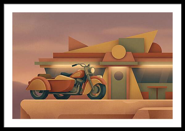 Vintage Motorcycle In Desert Landscape