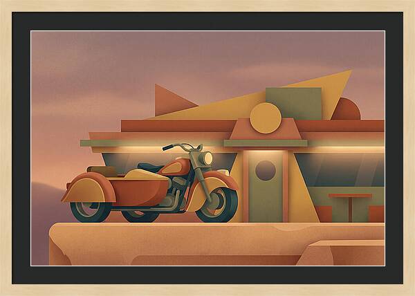 Vintage Motorcycle In Desert Landscape