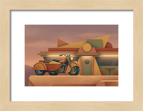 Vintage Motorcycle In Desert Landscape