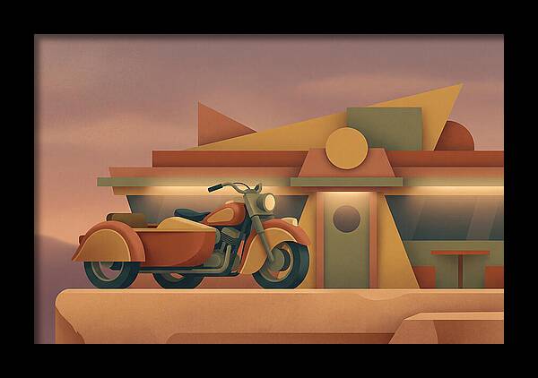 Vintage Motorcycle In Desert Landscape