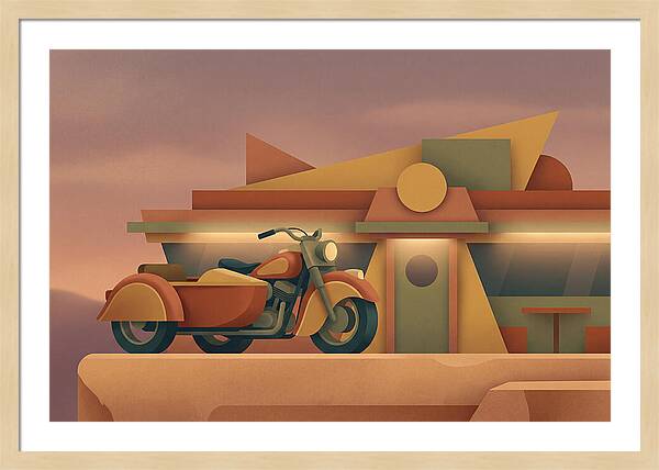 Vintage Motorcycle In Desert Landscape