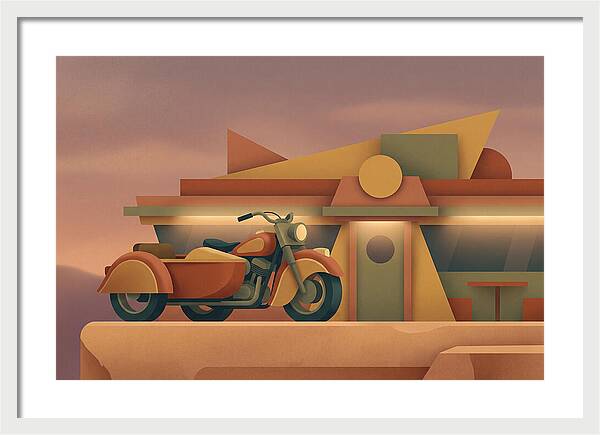 Vintage Motorcycle In Desert Landscape