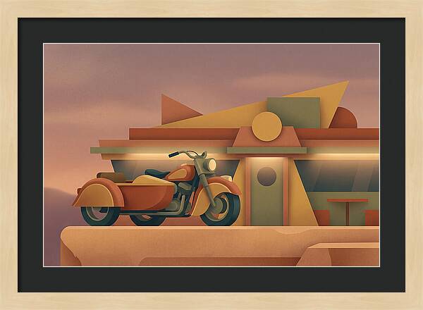 Vintage Motorcycle In Desert Landscape