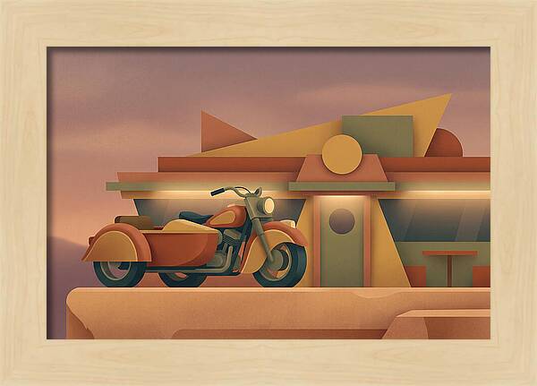Vintage Motorcycle In Desert Landscape
