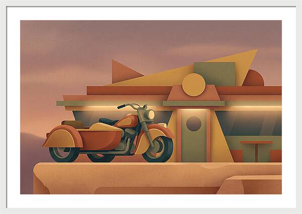 Vintage Motorcycle In Desert Landscape
