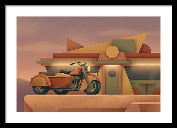 Vintage Motorcycle In Desert Landscape