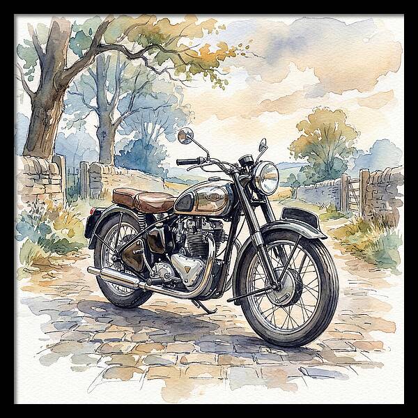 Vintage Motorcycle In Nature