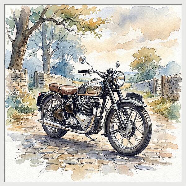 Vintage Motorcycle In Nature