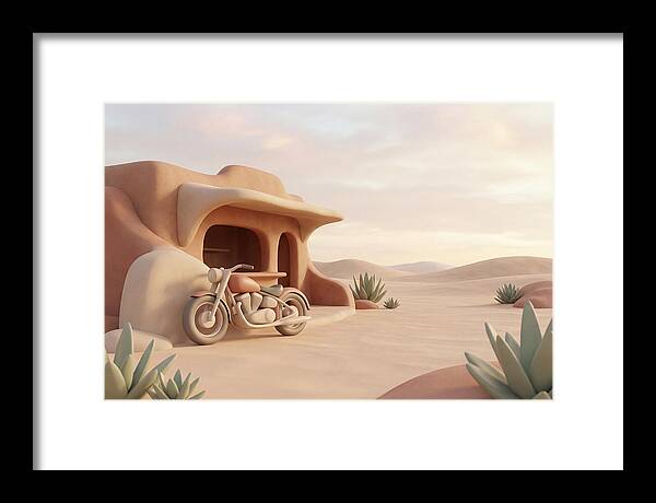 Vintage Motorcycle In The Desert