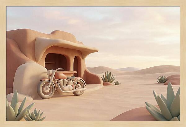 Vintage Motorcycle In The Desert