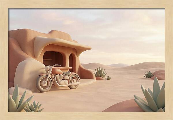 Vintage Motorcycle In The Desert