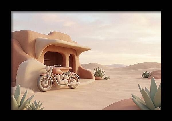 Vintage Motorcycle In The Desert