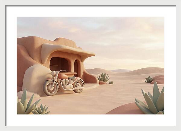 Vintage Motorcycle In The Desert