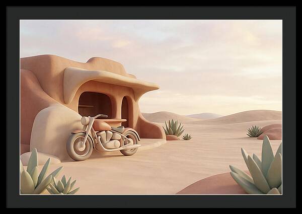 Vintage Motorcycle In The Desert