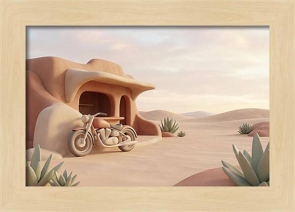 Vintage Motorcycle In The Desert