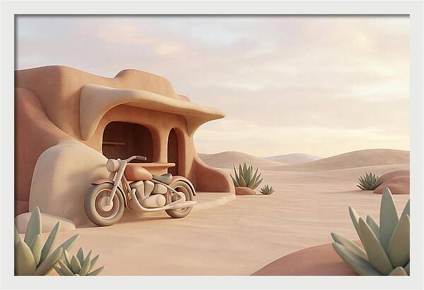 Vintage Motorcycle In The Desert