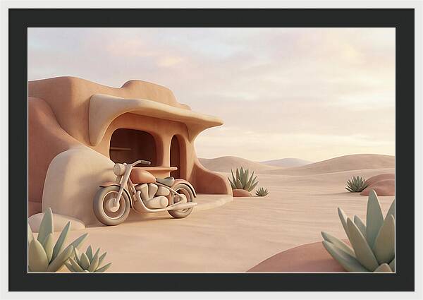 Vintage Motorcycle In The Desert