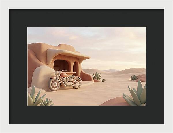 Vintage Motorcycle In The Desert
