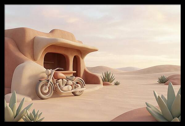 Vintage Motorcycle In The Desert