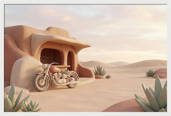 Vintage Motorcycle In The Desert