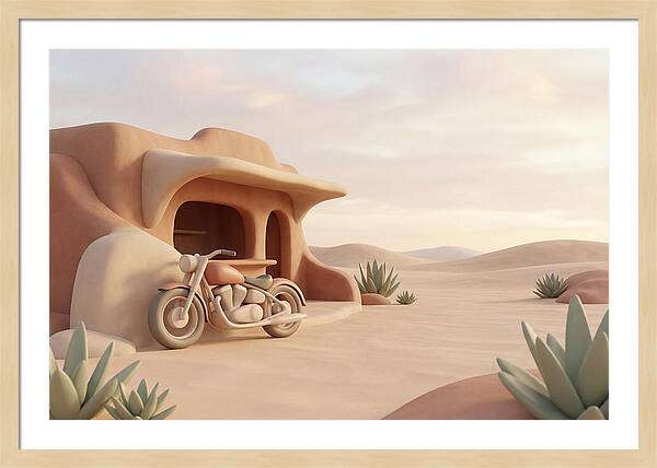 Vintage Motorcycle In The Desert