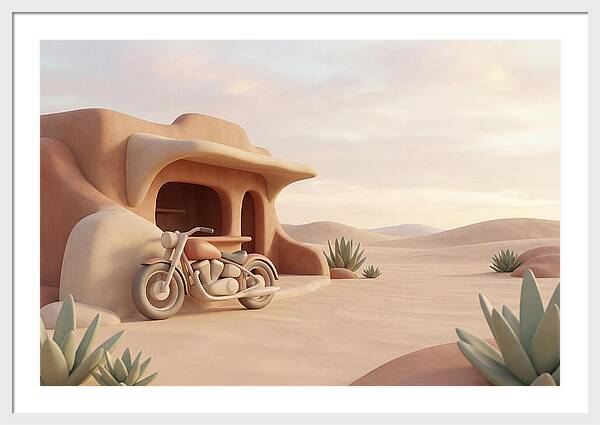 Vintage Motorcycle In The Desert