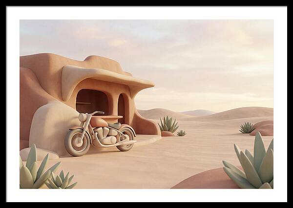 Vintage Motorcycle In The Desert