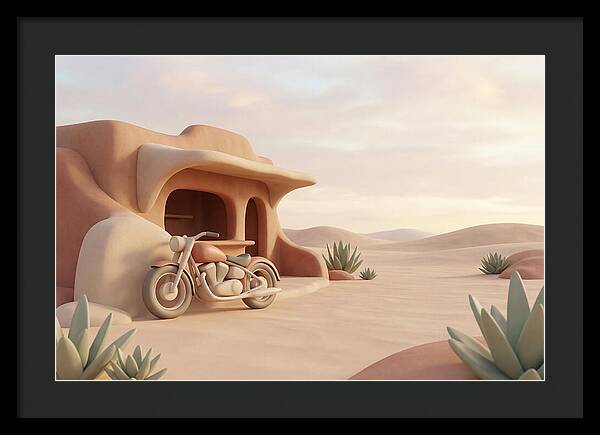 Vintage Motorcycle In The Desert