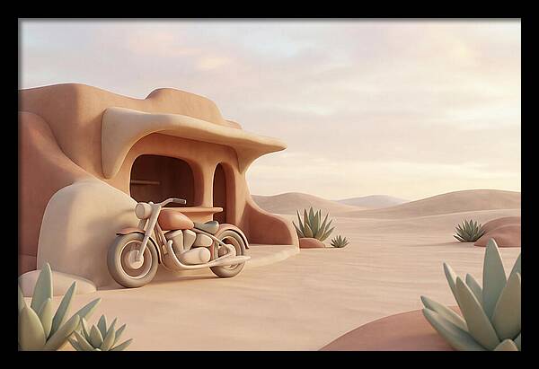 Vintage Motorcycle In The Desert