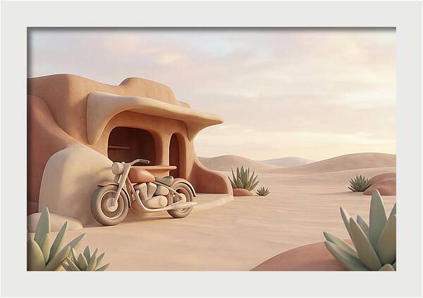 Vintage Motorcycle In The Desert