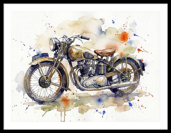 Vintage Motorcycle Watercolor