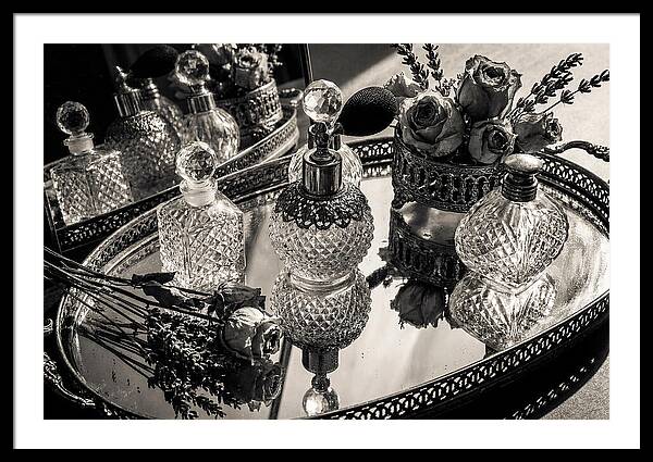 Vintage Perfume Bottles Reflection