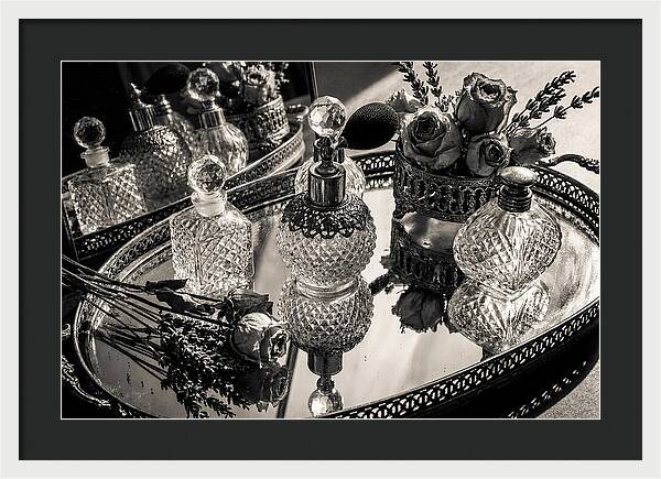 Vintage Perfume Bottles Reflection