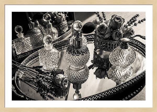 Vintage Perfume Bottles Reflection