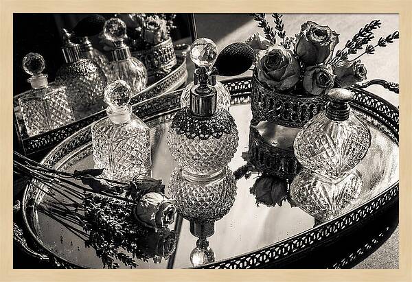 Vintage Perfume Bottles Reflection
