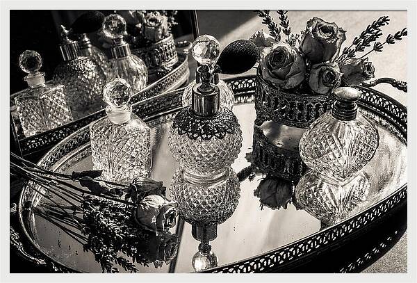 Vintage Perfume Bottles Reflection