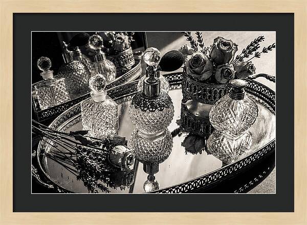 Vintage Perfume Bottles Reflection