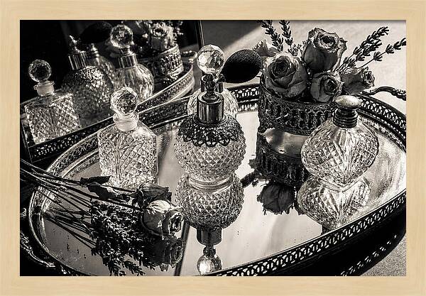 Vintage Perfume Bottles Reflection