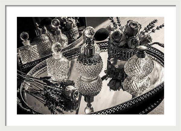 Vintage Perfume Bottles Reflection