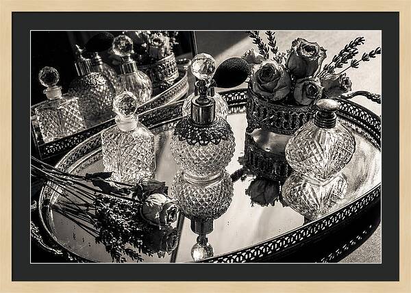 Vintage Perfume Bottles Reflection