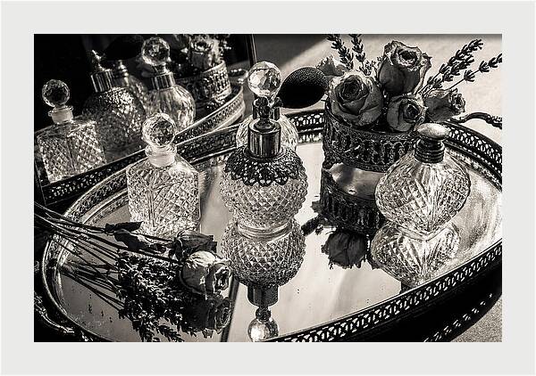 Vintage Perfume Bottles Reflection
