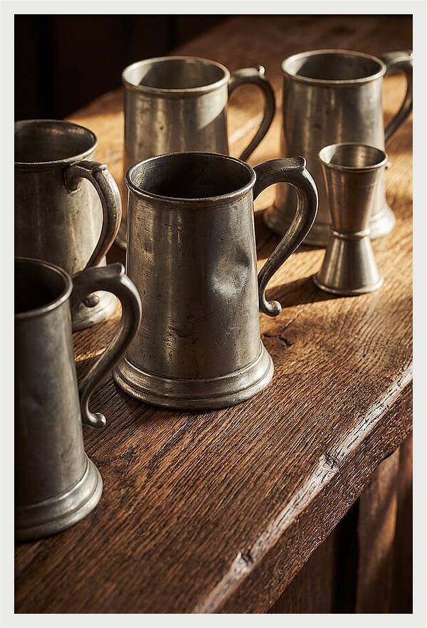 Vintage Pewter Tankards And Measures